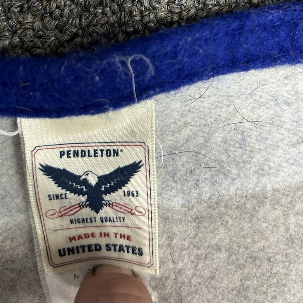 Pendleton Wool Blanket Unisex OS Blue Reversible Geometric Southwestern USA B3 - Picture 6 of 8